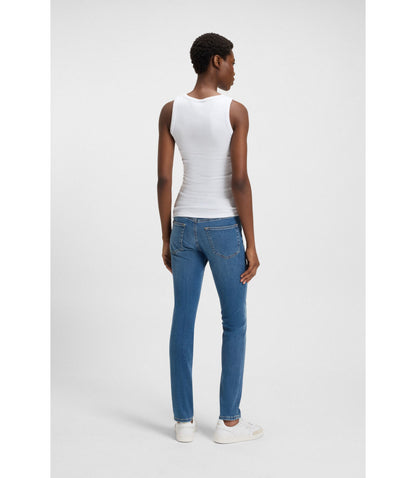 Boss Ribbed Top In Stretch Cotton White Women's