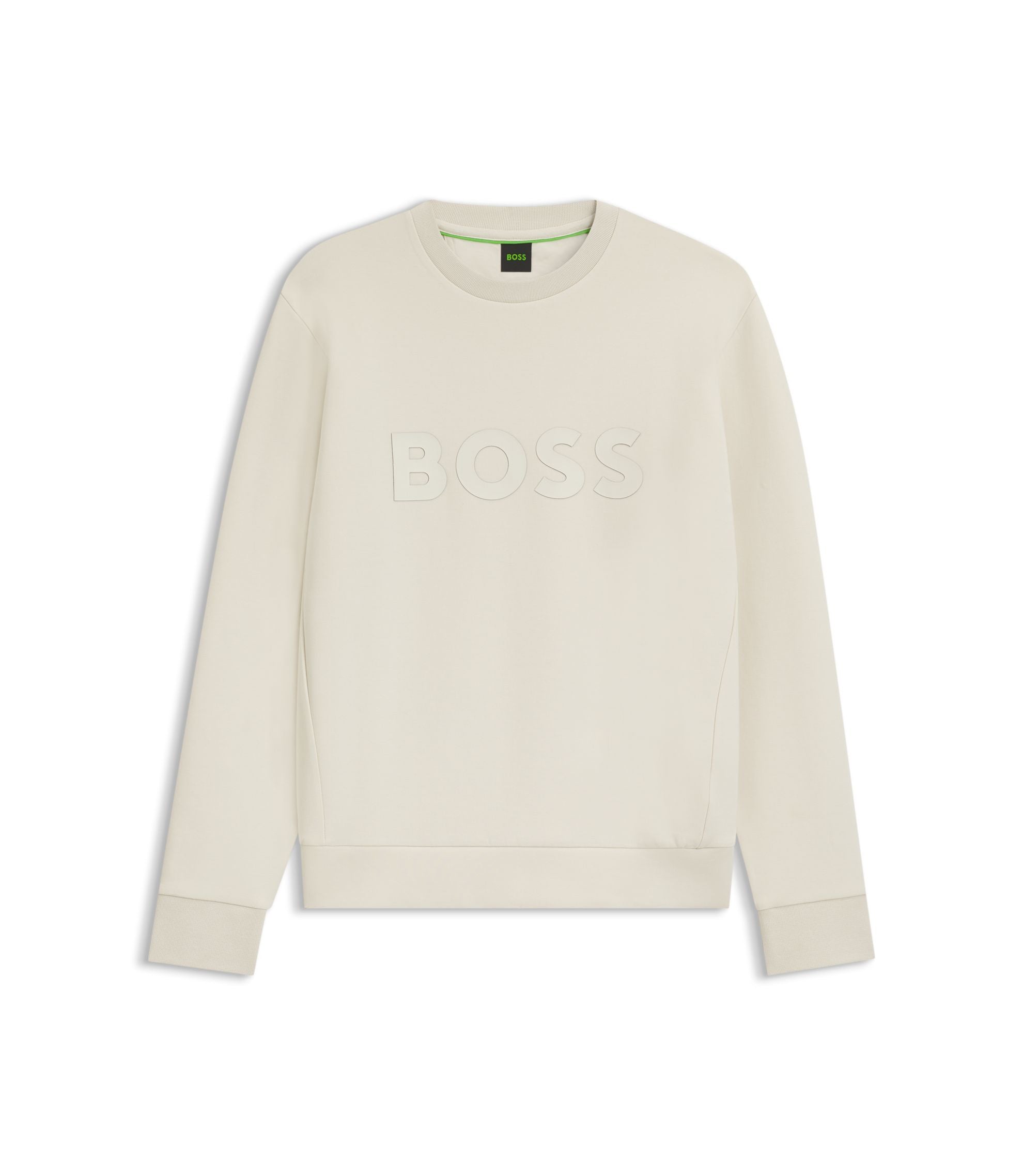 Boss Sandwich Logo Sweatshirt In Stretch Cotton White