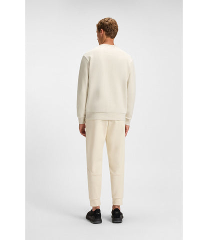 Boss Sandwich Logo Sweatshirt In Stretch Cotton White