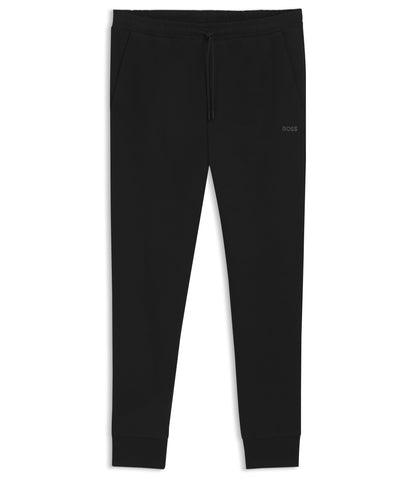 Boss Stretch Cotton Track Pants With Logo Print Black
