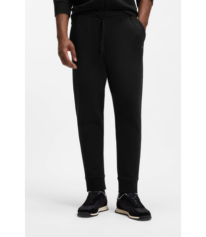 Boss Stretch Cotton Track Pants With Logo Print Black