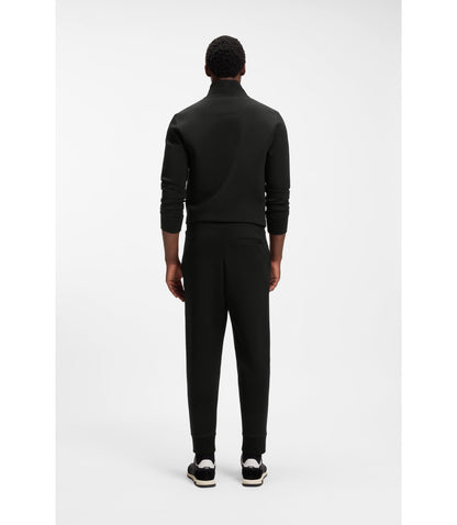 Boss Stretch Cotton Track Pants With Logo Print Black