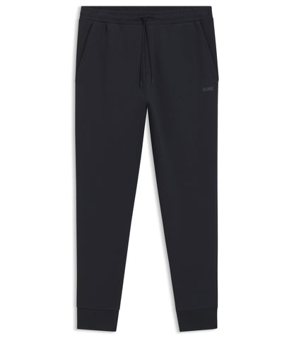 Boss Stretch Cotton Track Pants With Logo Print Dark Blue