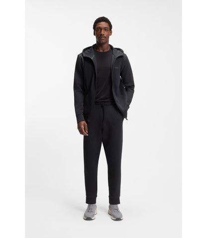 Boss Stretch Cotton Track Pants With Logo Print Dark Blue