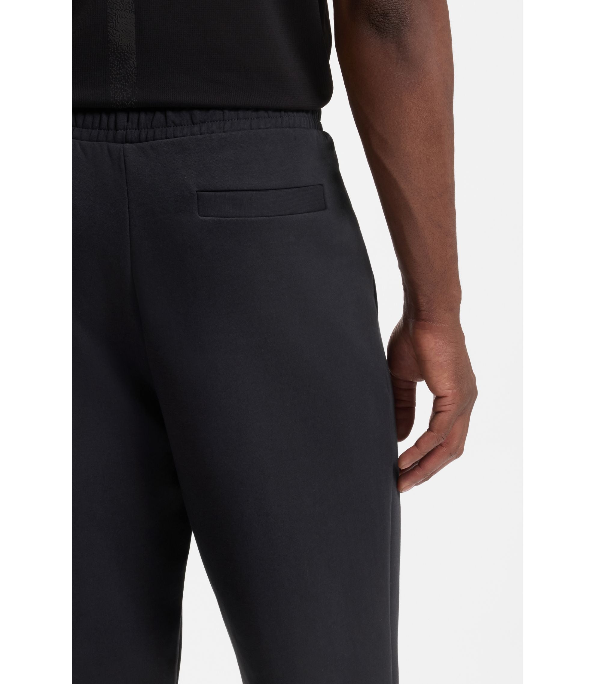 Boss Stretch Cotton Track Pants With Logo Print Dark Blue