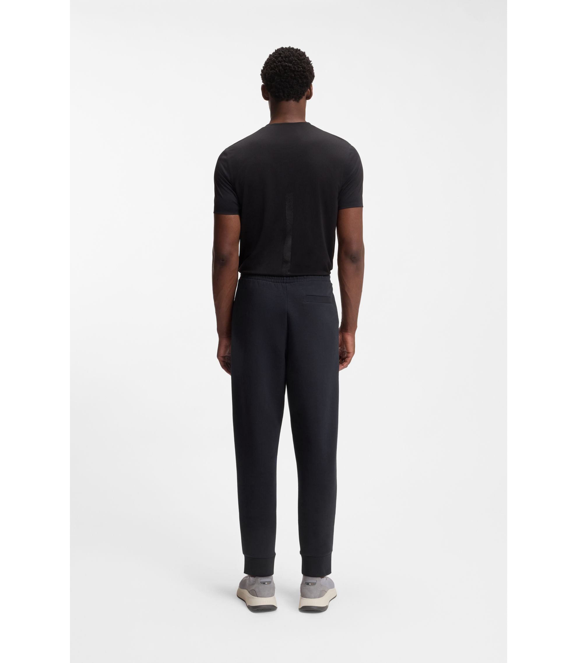 Boss Stretch Cotton Track Pants With Logo Print Dark Blue