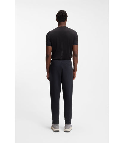 Boss Stretch Cotton Track Pants With Logo Print Dark Blue