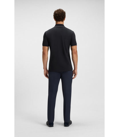 Boss Cotton Piqu Slim Fit Polo Shirt With A Collar Stripe Dark Blue
