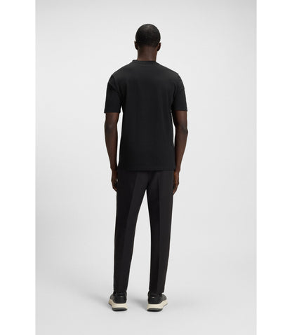 Boss Stretch Cotton Regular Fit T Shirt With Contrast Logo Black