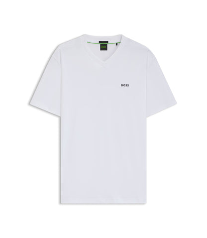 Boss Stretch Cotton Regular Fit T Shirt With Contrast Logo White