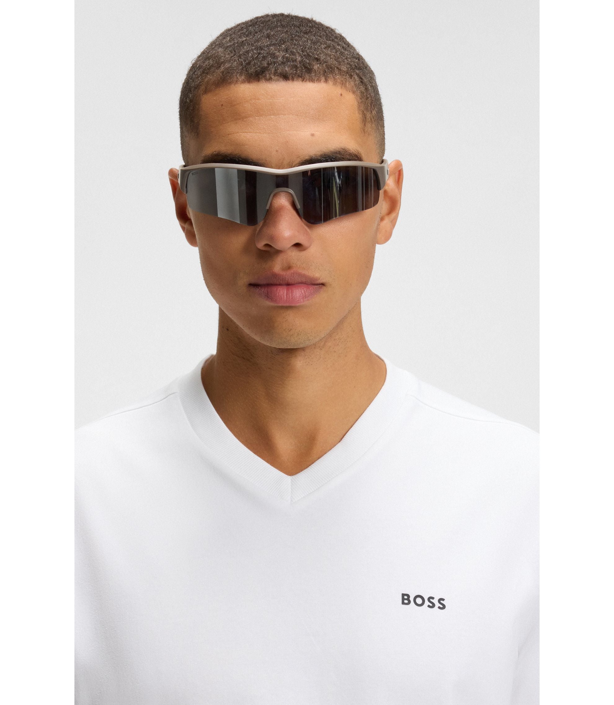 Boss Stretch Cotton Regular Fit T Shirt With Contrast Logo White