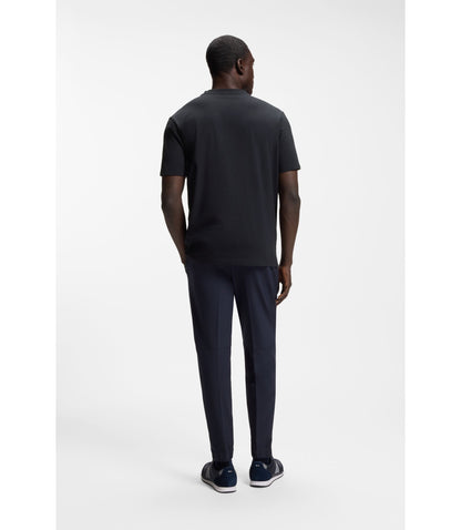 Boss Stretch Cotton Regular Fit T Shirt With Contrast Logo Dark Blue