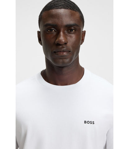 Boss Stretch Cotton T Shirt With Logo Detail White