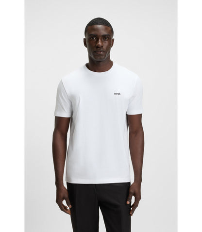 Boss Stretch Cotton T Shirt With Logo Detail White