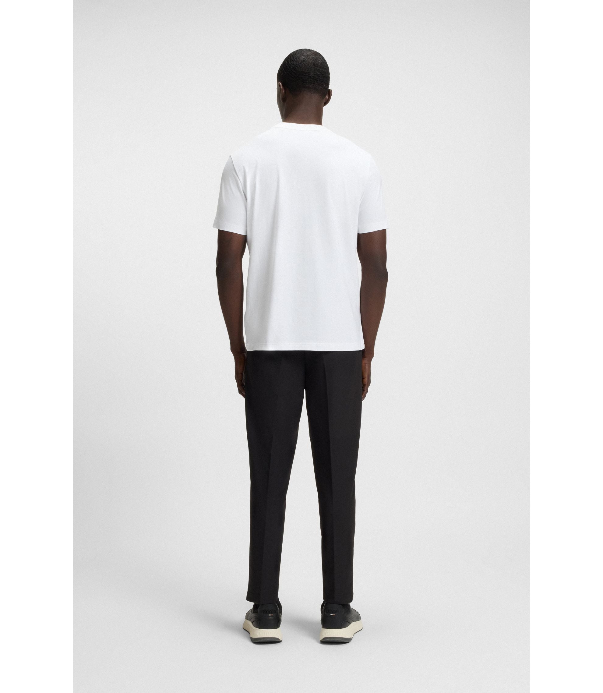 Boss Stretch Cotton T Shirt With Logo Detail White