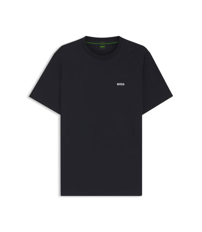 Boss Stretch Cotton T Shirt With Logo Detail Dark Blue