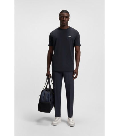 Boss Stretch Cotton T Shirt With Logo Detail Dark Blue