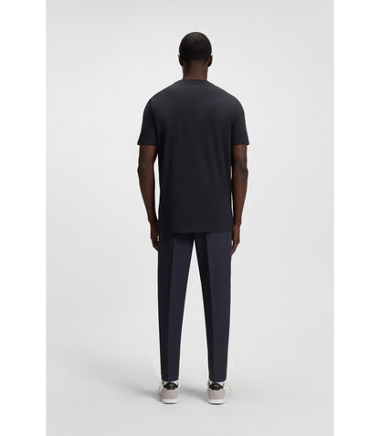 Boss Stretch Cotton T Shirt With Logo Detail Dark Blue