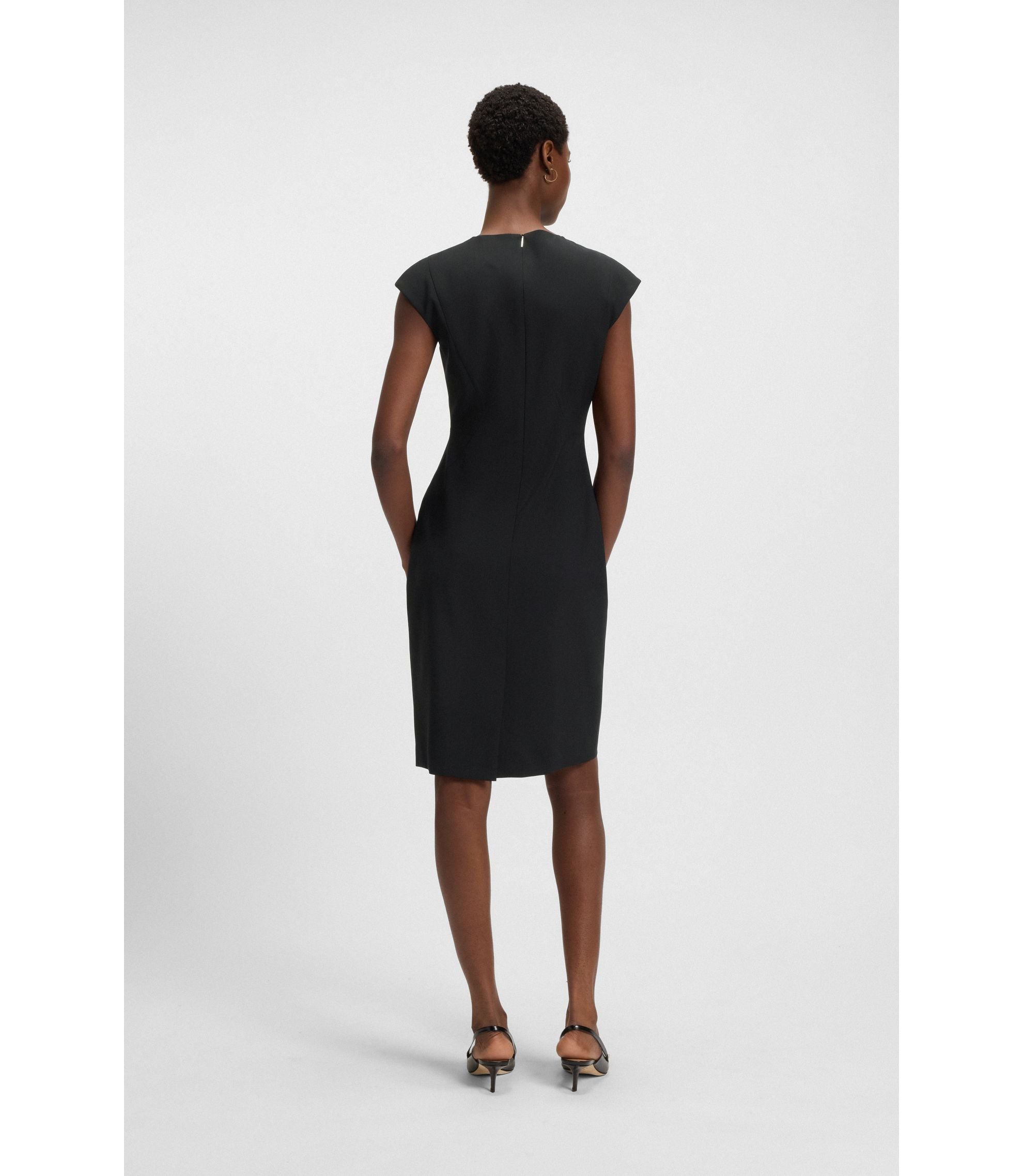 Boss Virgin Wool Dress In A Slim Fit Black Women's