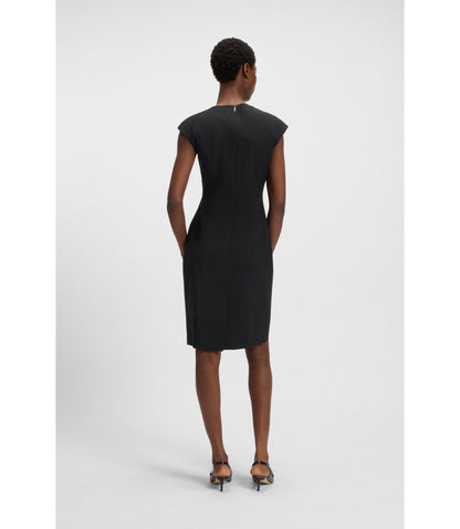 Boss Virgin Wool Dress In A Slim Fit Black Women's