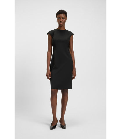 Boss Virgin Wool Dress In A Slim Fit Black Women's