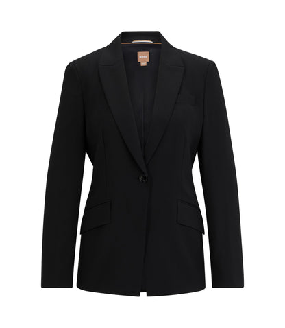Boss Regular Fit Jacket In Virgin Wool Black Women's