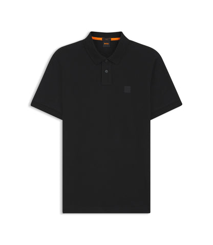 Boss Stretch Cotton Slim Fit Polo Shirt With Logo Patch Black