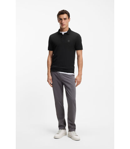 Boss Stretch Cotton Slim Fit Polo Shirt With Logo Patch Black