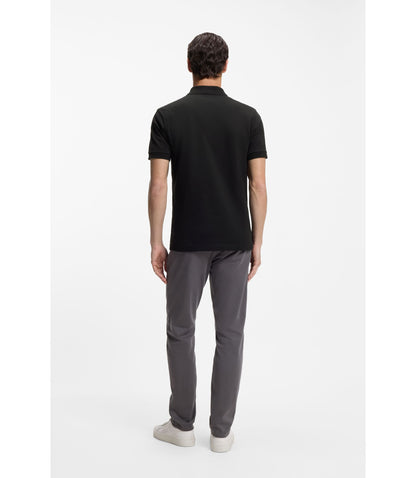 Boss Stretch Cotton Slim Fit Polo Shirt With Logo Patch Black