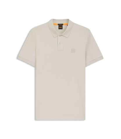 Boss Stretch Cotton Slim Fit Polo Shirt With Logo Patch Light Grey