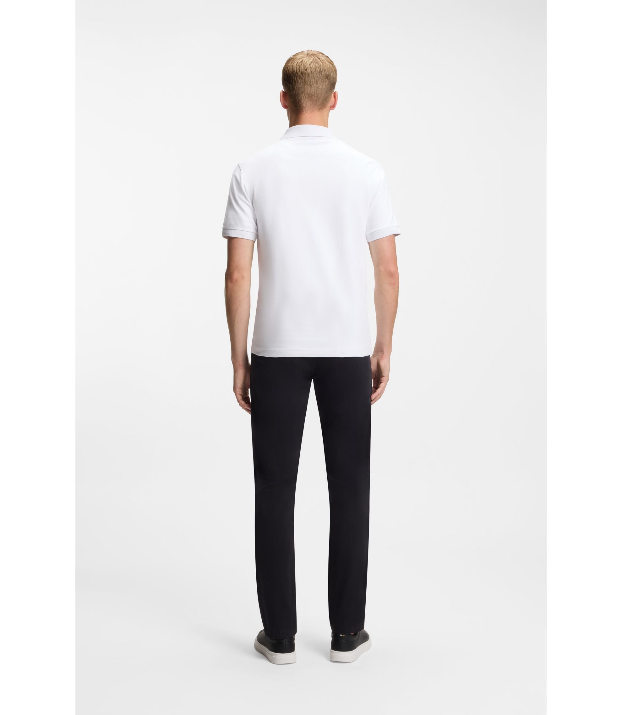 Boss Stretch Cotton Slim Fit Polo Shirt With Logo Patch White