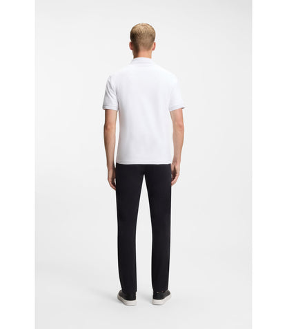Boss Stretch Cotton Slim Fit Polo Shirt With Logo Patch White