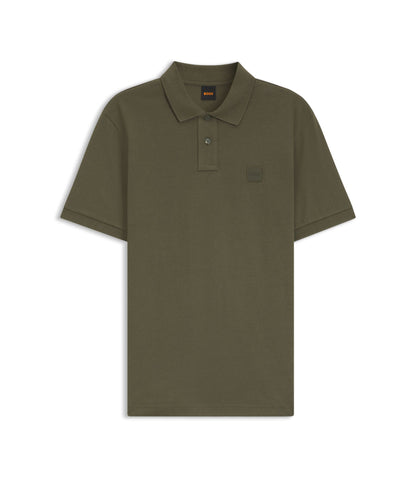 Boss Stretch Cotton Slim Fit Polo Shirt With Logo Patch Green
