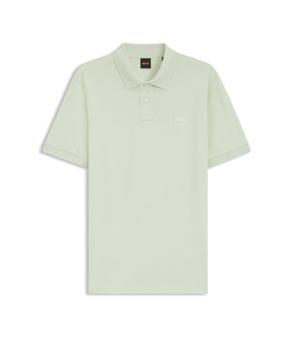 Boss Stretch Cotton Slim Fit Polo Shirt With Logo Patch Light Green