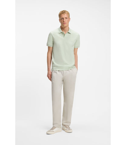 Boss Stretch Cotton Slim Fit Polo Shirt With Logo Patch Light Green