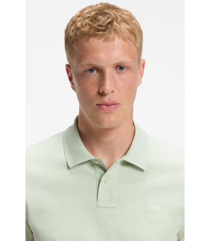 Boss Stretch Cotton Slim Fit Polo Shirt With Logo Patch Light Green