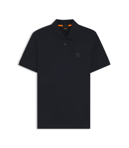 Boss Stretch Cotton Slim Fit Polo Shirt With Logo Patch Dark Blue