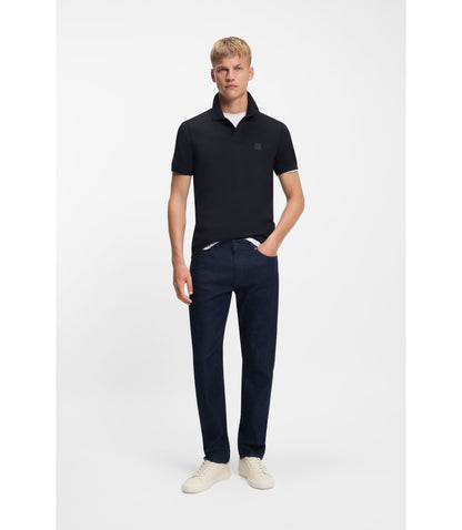 Boss Stretch Cotton Slim Fit Polo Shirt With Logo Patch Dark Blue