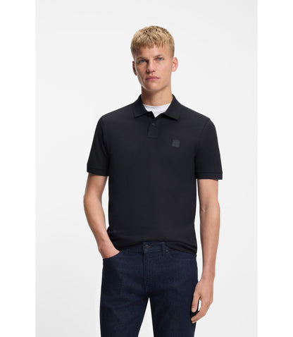 Boss Stretch Cotton Slim Fit Polo Shirt With Logo Patch Dark Blue