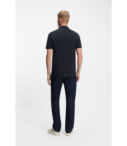 Boss Stretch Cotton Slim Fit Polo Shirt With Logo Patch Dark Blue