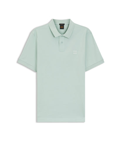 Boss Stretch Cotton Slim Fit Polo Shirt With Logo Patch Turquoise
