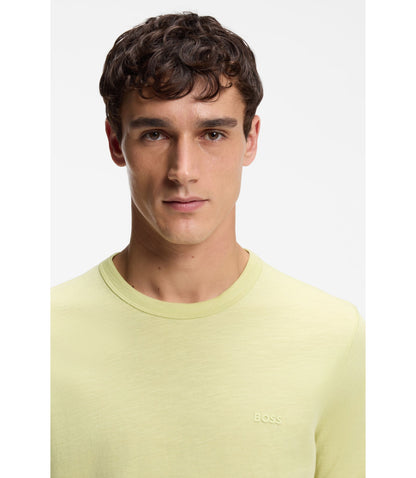 Boss Cotton Jersey T Shirt With Logo Detail Beige