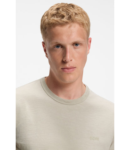 Boss Cotton Jersey T Shirt With Logo Detail Light Beige