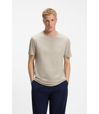 Boss Cotton Jersey T Shirt With Logo Detail Light Beige