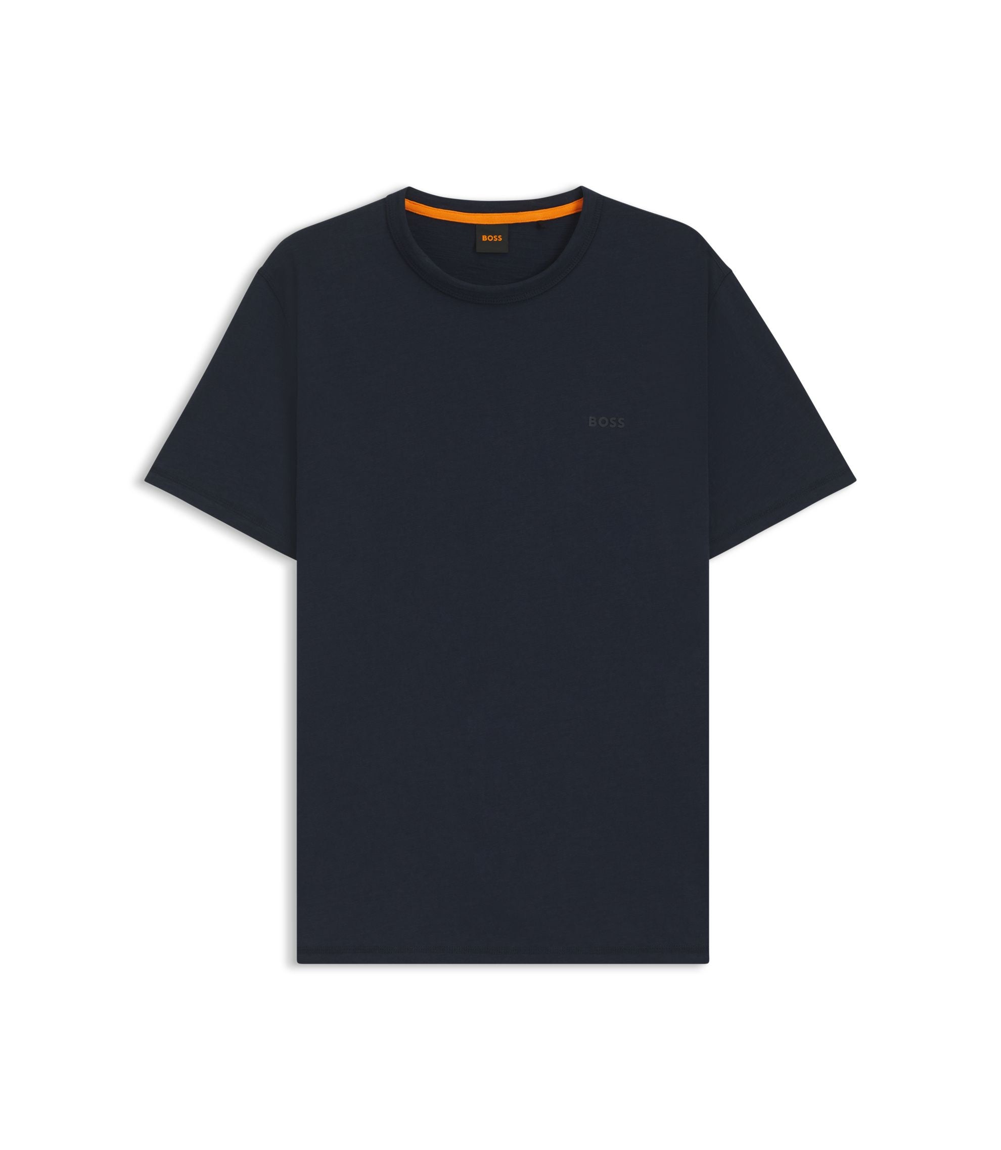 Boss Cotton Jersey T Shirt With Logo Detail Dark Blue