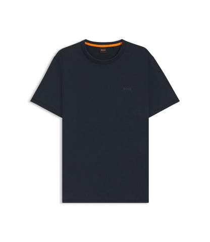 Boss Cotton Jersey T Shirt With Logo Detail Dark Blue