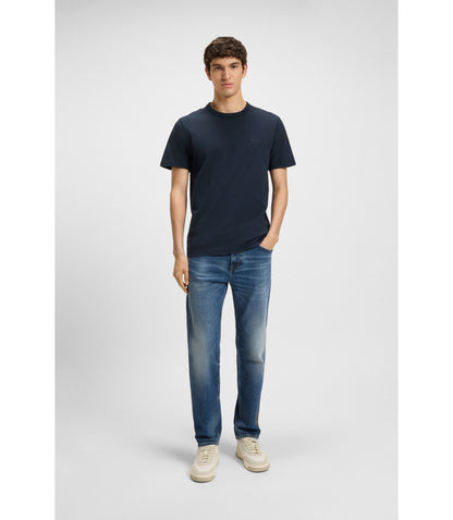 Boss Cotton Jersey T Shirt With Logo Detail Dark Blue