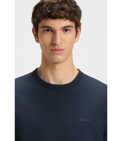 Boss Cotton Jersey T Shirt With Logo Detail Dark Blue