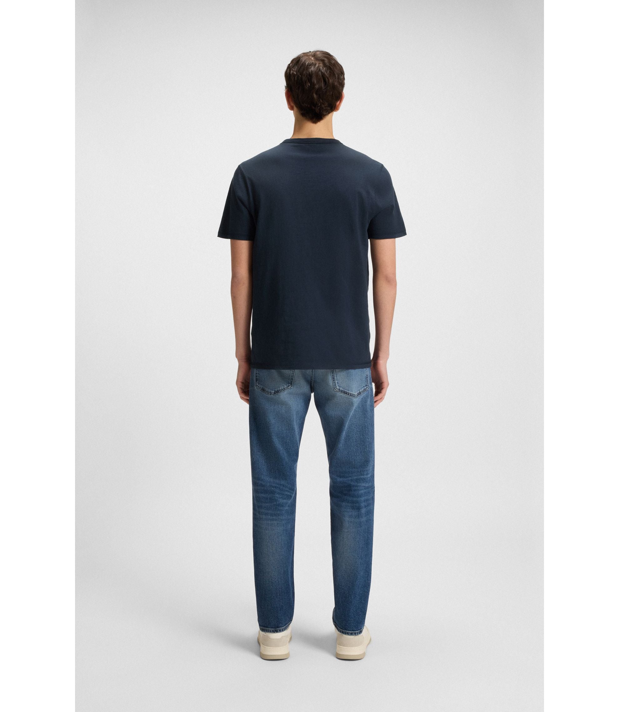 Boss Cotton Jersey T Shirt With Logo Detail Dark Blue