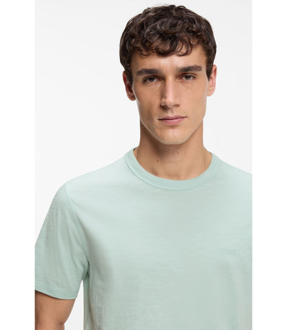 Boss Cotton Jersey T Shirt With Logo Detail Turquoise